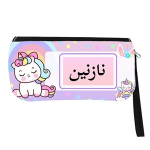 جامدادی مدل اسم شخصی طرح تک شاخ یونیکورن اسم نازنین کد 0796