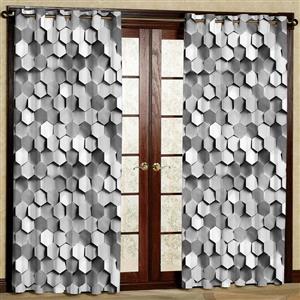 پرده بارمان دکور طرح شش ضلعی مدل مخمل پانچی کد 1237RR W سایز 140x280 سانتی متر