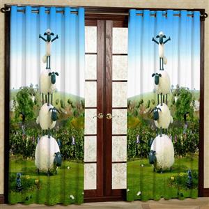 پرده بارمان دکور طرح بره ناقلا مدل مخمل پانچی کد 4889LR W سایز 140x280 سانتی متر