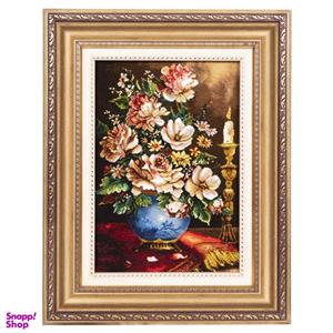 تابلو فرش دستباف سی پرشیا مدل گل در گلدان با شمع کد 903496