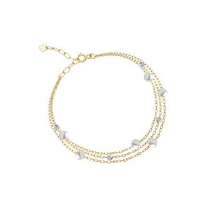 دستبند طلا 18 عیار زنانه ماوی گالری مدل سه رج مروارید البر س -