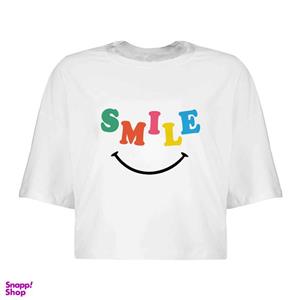 کراپ‌ تی‌شرت آستین کوتاه زنانه مدل SMILE کد L547 S
