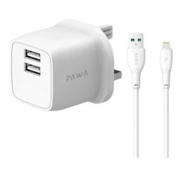 شارژر دیواری 12 وات پاوا مدل Pocket Mini Travel Charger  به همراه کابل USB به لایتنینگ