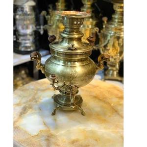 سماور زغالی برنجی 4 لیتری مدل ماهان، آنتیک شده سفارشی