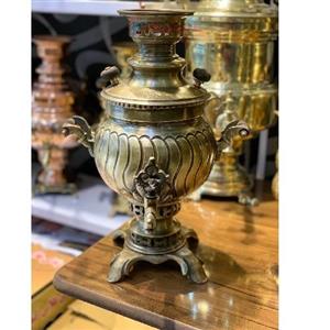 سماور زغالی برنجی 3 لیتری مدل روسی، پایه پانچ