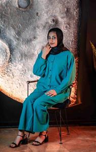 مانتو الیاف طبیعی مدل دو جیب – آبی