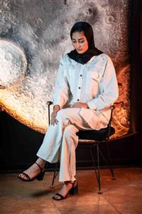 مانتو الیاف طبیعی مدل دو جیب – سفید