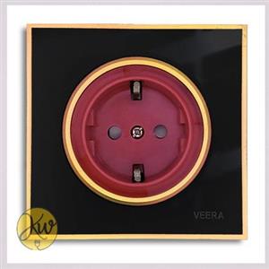 پریز یو پی اس ( UPS ) ویرا مدل آلفا گلس مشکی با زه طلایی کلاسیک - ویرا الکتریک