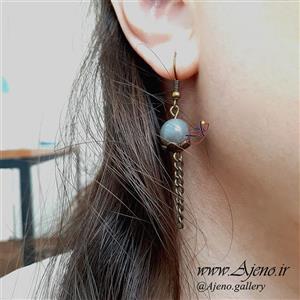 گوشواره برنزی سنگ عقیق خزه ای