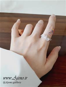 انگشتر سنگ رز کوارتز راف (مدل نقره ای)
