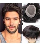 پوستیژ (کلاه گیس) مردانه هالیوودی موی صد در صد طبیعی انسان مشکی متوسط Toupee WBM 1721