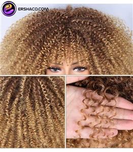 کلاه گیس (پوستیژ) زنانه فر آفریقایی افرو مجعد آمبره بلوند چتری Short Afro Wig