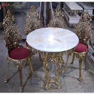 میز ناهار خوری برنزی مدل پایه اسبی و صفحه سنگ مرمر اعلاء، با کیفیت بی نظیر
