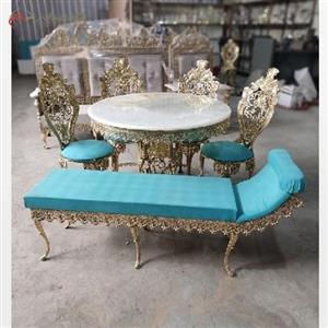 میز ناهار خوری برنزی، دسته دار مدل سلطنتی با کاناپه، پارچه اعلاء