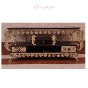 میز تلویزیون سه طبقه طاووس دار دارای دو کشو با طراحی بسار زیبا