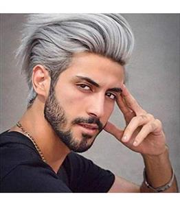 کلاه گیس (پوستیژ) مردانه کوتاه خاکستری خامه ای لخت Short Grey Wig