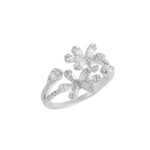 انگشتر نقره زنانه مدل دو گل BARF3 -