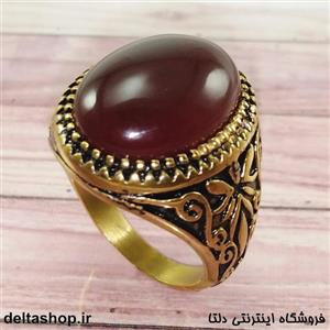 انگشتر مردانه نگین زرشکی