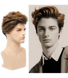 کلاه گیس (پوستیژ) مردانه کوتاه مشکی عسلی حالت دار Short Blonde