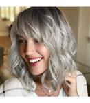 کلاه گیس (پوستیژ) زنانه باب متوسط موج دار آمبره نقره ای چتری دار Natural Ombre Silver Wig