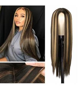کلاه گیس (پوستیژ) زنانه بلند لخت هایلایت دار Brown Mixed Blonde Wig