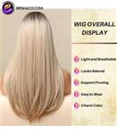 کلاه گیس (پوستیژ) زنانه بلند چتری دار آمبره قهوه ای تیره به بلوند Long Blonde Wigs