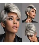 کلاه گیس (پوستیژ) زنانه کوتاه پیکسی آمبره خاکستری چتری دار Short Grey Wig