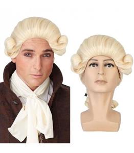 کلاه گیس (پوستیژ) تئاتری وکیل و قاضی بلوند Judge White Wig