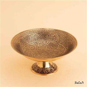 شیرینی خوری برنجی میناکاری پایه دار مدل بابونه 