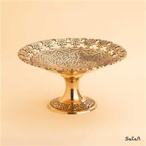 شیرینی خوری برنجی طلایی هندی پایه دار 