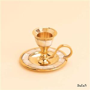 شمعدان انگشتی برنجی صدفی مدل دایره جفت