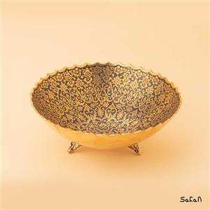 آجیل خوری سه پایه برنجی میناکاری طرح تاج 