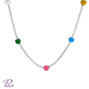 گردنبند نقره رنگی کد N2142 با روکش طلای سفید 