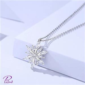 گردنبند نقره دانه برف کد N2149 با روکش طلای سفید 