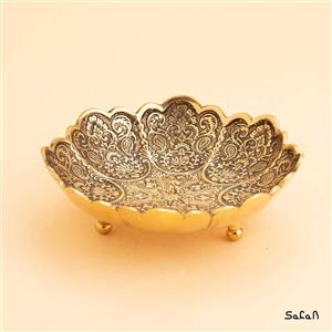 کاسه سه پایه برنجی میناکاری مدل گل