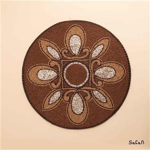 رومیزی منجوق دوزی قهوه ای مدل 1