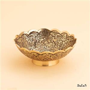 کاسه دورو برنجی طلایی مدل طاووس