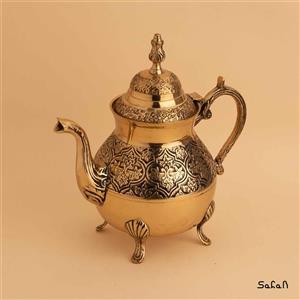 قوری پایه دار برنجی طلایی مدل موروکو