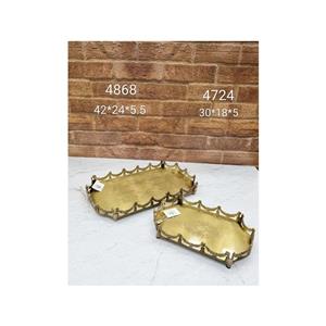 سینی برنجی مستطیل مدل تاج 23469
