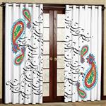 پرده بارمان دکور طرح بته جقه مدل هازان پانچی کد 66-1365 W سایز 140x280 سانتی متر