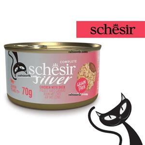 کنسرو گربه شسیر مدل پته طعم مرغ و اردک وزن 70 گرم