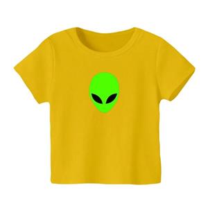 تی شرت آستین کوتاه بچگانه مدل  آدم فضایی رنگ زرد