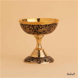 کاسه پایه دار برنجی میناکاری کد 2091