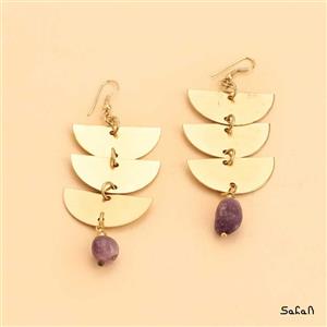 گوشواره هندی لوستری سنگی رنگی دست ساز  کد  11711-08