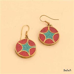 گوشواره هندی قلاب دار دایره رنگی ستاره کد  11504-01
