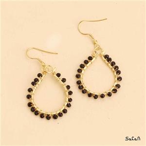 گوشواره زنانه مهره ای هندی دایره قلاب دار کد  11475-06