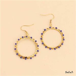 گوشواره زنانه هندی برنجی مهره ایی قلاب دار دایره کد  11475-05