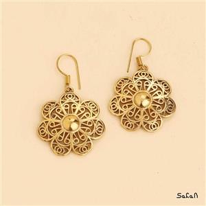 گوشواره هندی زنانه برنجی گل قلاب دار کد  11489
