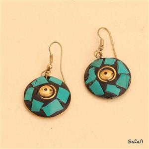 گوشواره زنانه هندی قلاب دار سنگی کد  11505-12