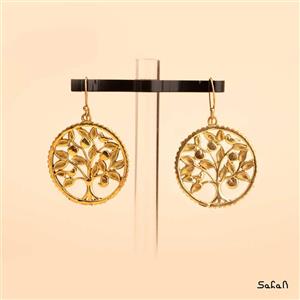 گوشواره درختی برنجی هندی طلایی زنانه کد  11657-03